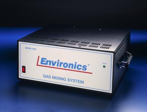 The Environics® Series 4000 is a multi-component gas mixing system that automatically mixes up to three individual gases in a balance gas.